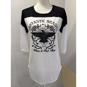 Fantastic Beasts and Where to Find Them 3/4 Sleeve Shirt Size Large Black White